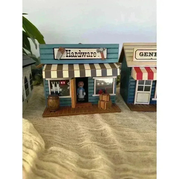 1980s Chinese Craftsmen wood shop music box Christmas decor‎ house village town - Picture 3 of 10